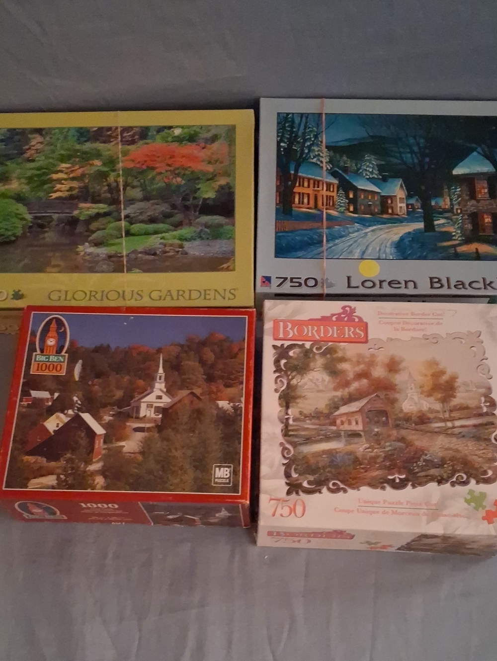 Set of 4 Puzzles (2) 750-Piece Scenic Puzzles & (2) 1000 Piece Puzzles